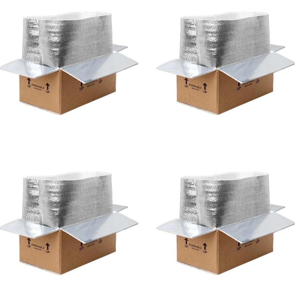 Insulated Shipping Boxes with Foil Liner For Perishable Food, 4 Pack(15"x9"x7'')